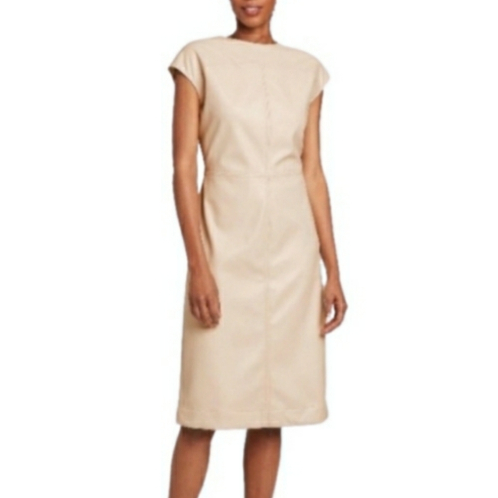 PROLOGUE Tan Faux Leather Sheath Dress X-Small NWT - Picture 2 of 8
